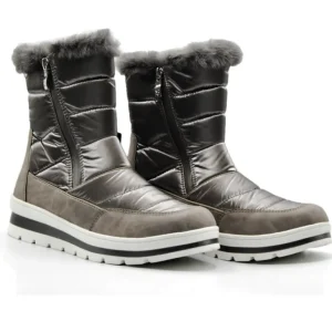 CAPRICE 26425-27 Negro y Plata Bota cremallera plana mujer