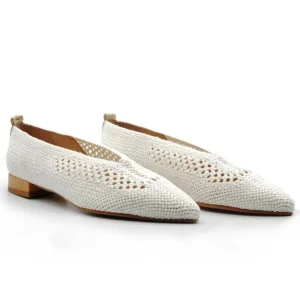 DUIT 5306 azul, Beige y cuero Rafia calado manoletina mujer