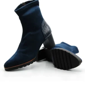 DUIT 6850 Azul y Negro Botin licra tacón mujer