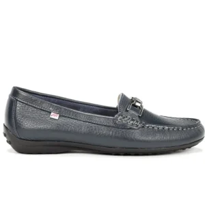 FLUCHOS Bruni F0804 Taupe y azul Mocasín adorno metal mujer