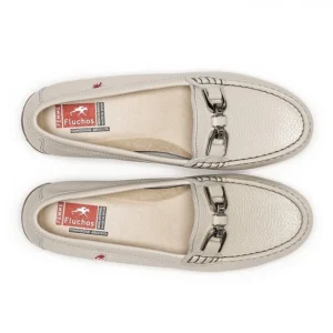 FLUCHOS Bruni F0804 Taupe y azul Mocasín adorno metal mujer