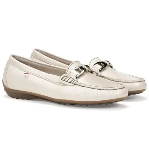 FLUCHOS Bruni F0804 Taupe y azul Mocasín adorno metal mujer