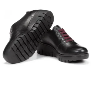FLUCHOS Manny F0698 Negro y Burdeos. Zapato elásticos mujer