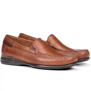 FLUCHOS Orion 8682 marino y cuero. Mocasín liso piel Hombre