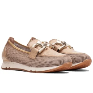 HISPANITAS Kaira Blanco y Camel HV232809 Mocasín adorno mujer