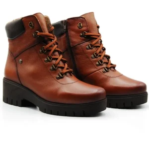KAOLA 9532 Cuero Botín cordones y cremallera mujer