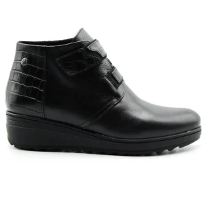 KAOLA 5071 Negro Botín corto velcro cuña mujer