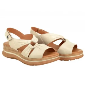 PAULA URBAN 24-571 Blanco y Piedra Sandalia media cuña mujer