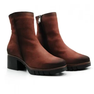 PAULA URBAN 11-1143 Negro y Granate Botín liso medio tacón mujer