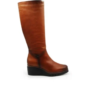 PAULA URBAN 10-1139 Texas negro y cuero Bota alta cuña mujer