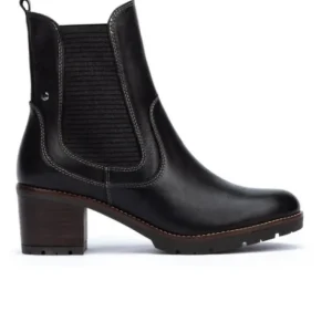 PIKOLINOS Llanes W7H-8948 Negro y Brandy Botín liso medio tacón elásticos mujer