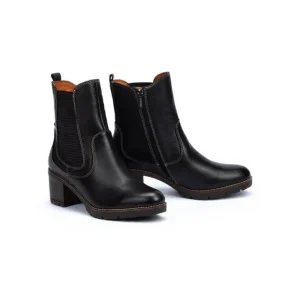 PIKOLINOS Llanes W7H-8948 Negro y Brandy Botín liso medio tacón elásticos mujer
