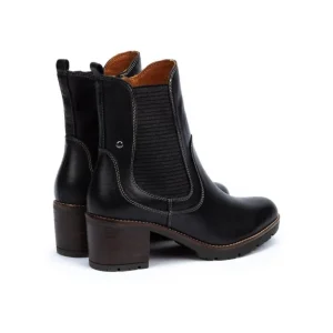 PIKOLINOS Llanes W7H-8948 Negro y Brandy Botín liso medio tacón elásticos mujer