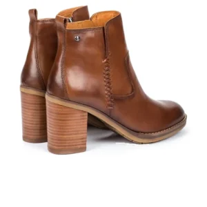 PIKOLINOS Pompeya W9T-8594 marrón y negro. Botín liso tacón mujer