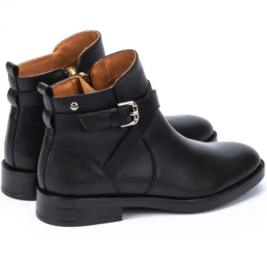 PIKOLINOS Puertollano W3C-8869 Cuero y negro Botín plano hebilla mujer
