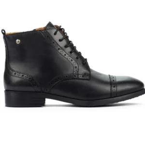 PIKOLINOS Royal W4D-8717 Negro y Cuero. Botín cordones picado mujer
