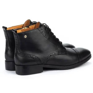 PIKOLINOS Royal W4D-8717 Negro y Cuero. Botín cordones picado mujer
