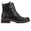 PIKOLINOS Vicar W0V-8610 Negro, granate y hielo. Bota plana cordones mujer