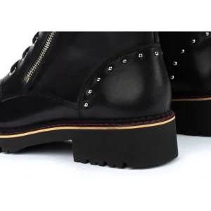 PIKOLINOS Vicar W0V-8610 Negro, granate y hielo. Bota plana cordones mujer