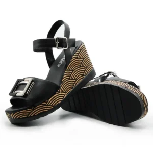 REPO 51264 Blanco y negro Sandalia cuña alta mujer