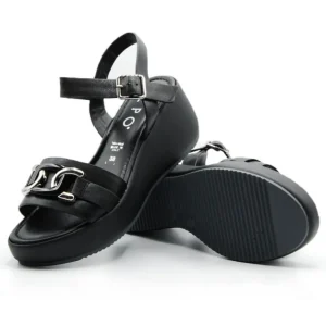 REPO 13229 Negro y blanco Sandalia casual cuña alta mujer
