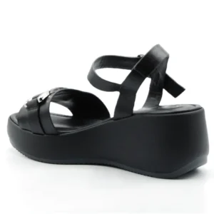 REPO 13229 Negro y blanco Sandalia casual cuña alta mujer