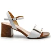 REPO 30287-E3 Cuero y blanco. Sandalia vestir tacón ancho mujer
