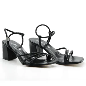 REPO 41604-E3 Plata y negro Sandalia vestir tacón ancho mujer