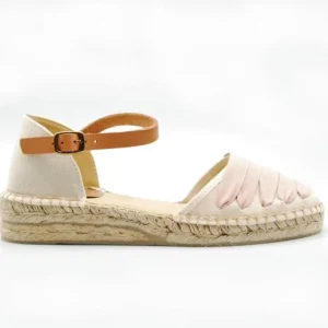SALVI 102-002 Beis y nude Zapatilla yute cintas mujer