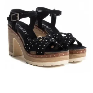 SANDALIA SPORT DE DOS COLORES CON TACON ANCHO 66686