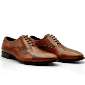 SERGIO SERRANO 5802 Azul y Cuero Zapato vestir puntera cortada cordones Hombre