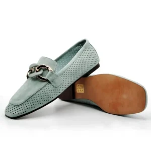 VEXED HARPER Celeste, cuero y verde Mocasín ante mujer
