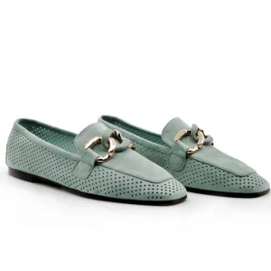 VEXED HARPER Celeste, cuero y verde Mocasín ante mujer