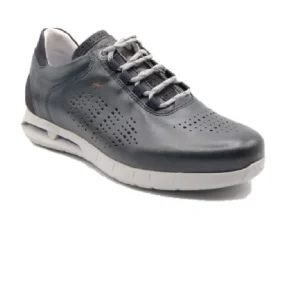zapato deportivos de fluchos con cordones en piel azul F0555