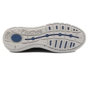zapato deportivos de fluchos con cordones en piel azul F0555
